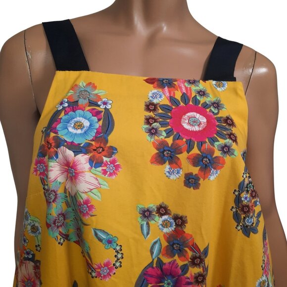 Maeve Anthropologie Yellow Floral Dress Sundress S Sleeveless Cotton Pockets - Picture 2 of 9